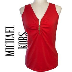 Michael Kors Sleeveless Blouse With Half Zip Logo Size Medium